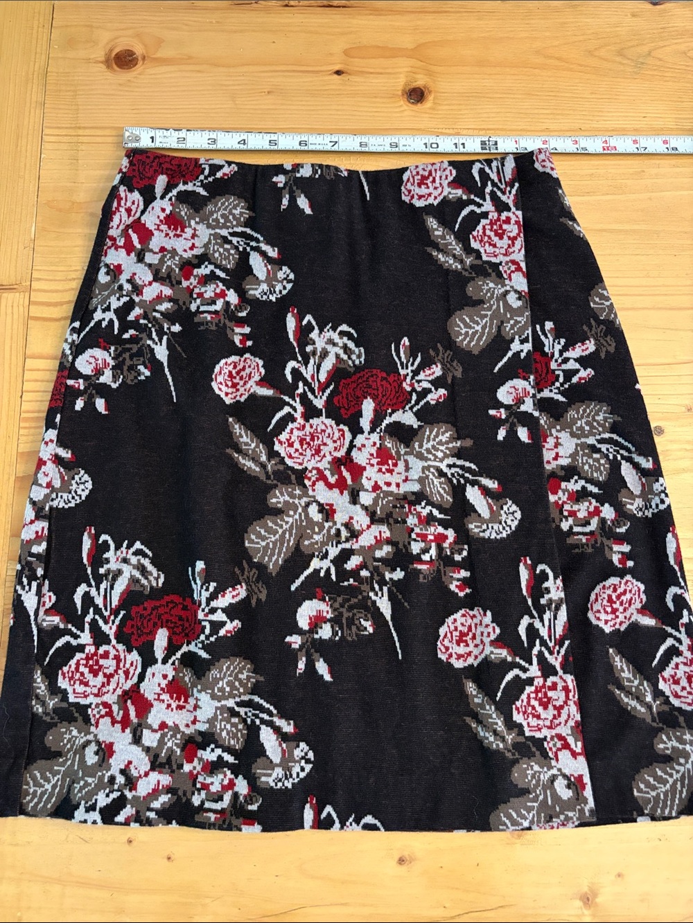 J. Jill Black Floral Faux Wrap Skirt Women's Size XS